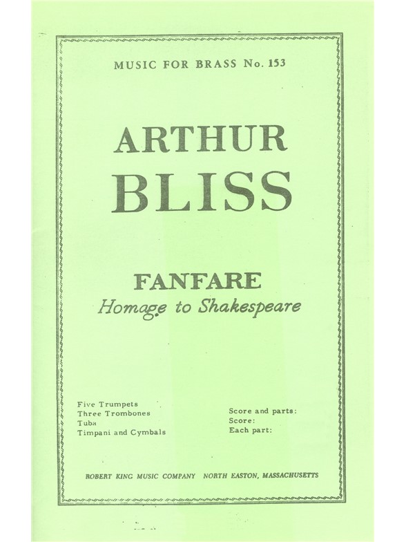 Bliss: Fanfare Homage To Shakespeare: Brass Ensemble: Score and Parts