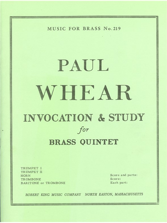 Whear: Invocation And Study: Brass Ensemble: Score and Parts