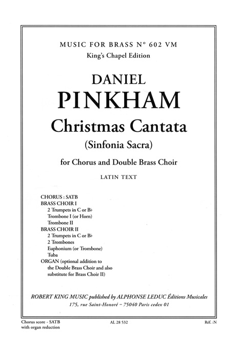 Pinkham: Christmas Cantata: SATB: Vocal Score