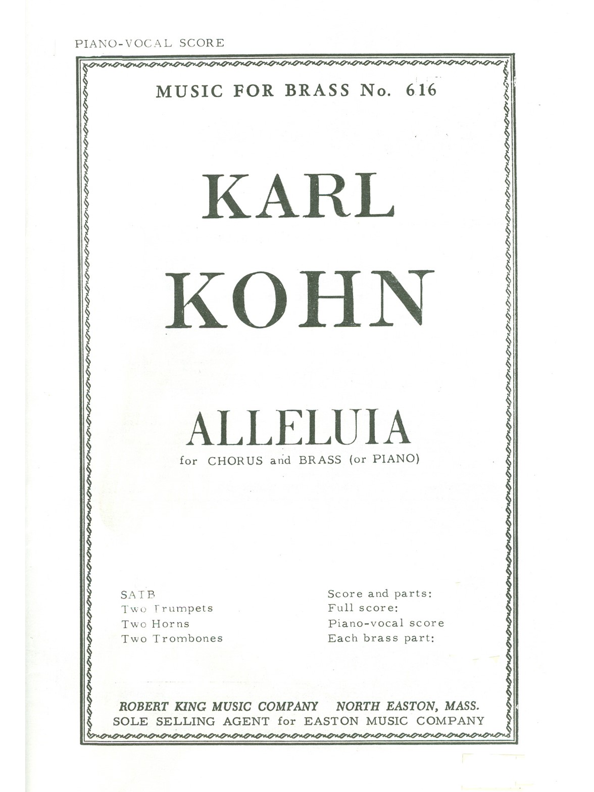 Karl Kohn: Karl Kohn: Alleluia: SATB: Vocal Score