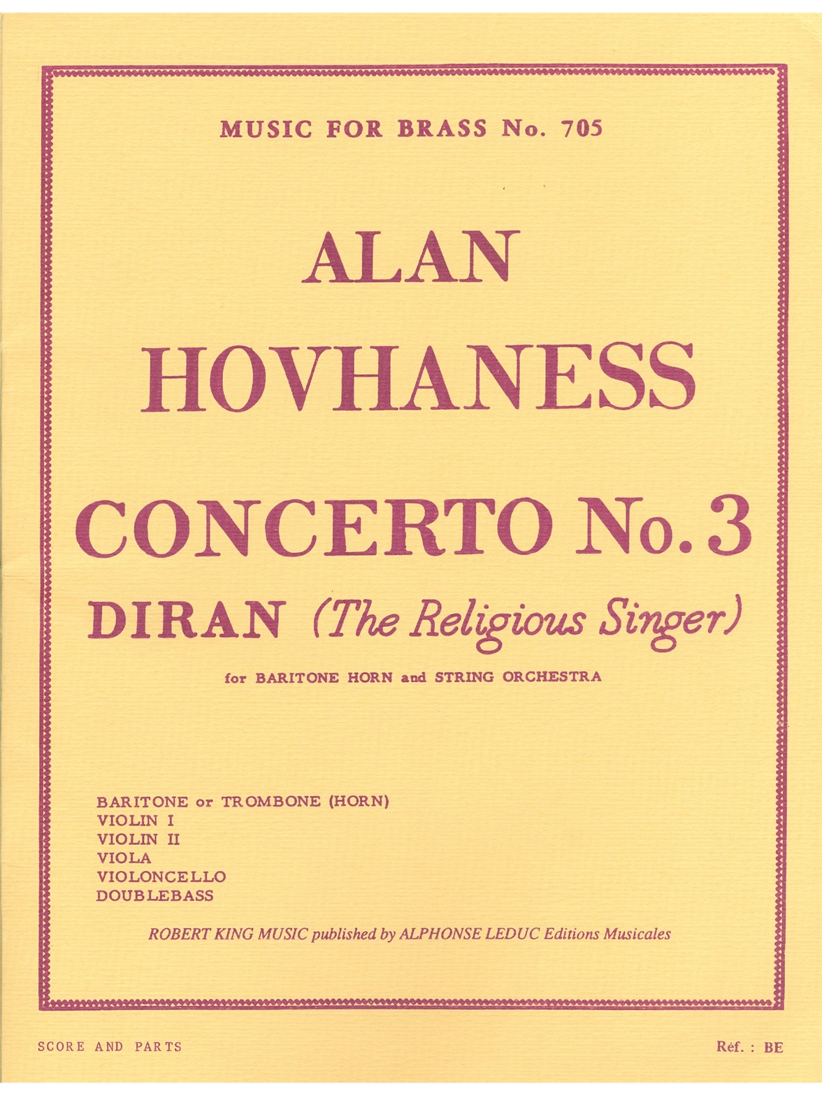 Alan Hovhaness: Alan Hovhaness: Concerto No.3: Trombone: Score and Parts