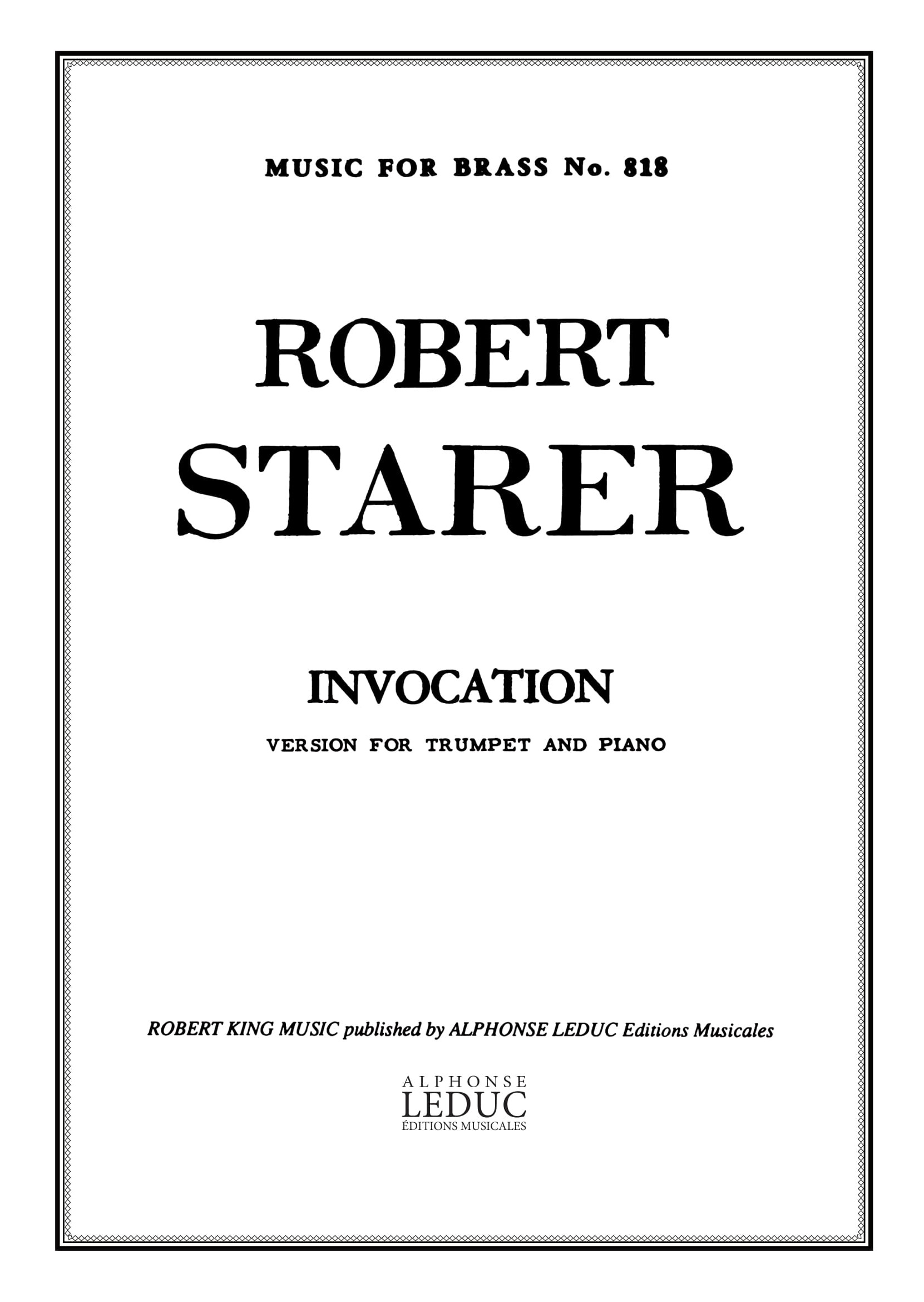 Starer: Invocation: Trumpet: Instrumental Work