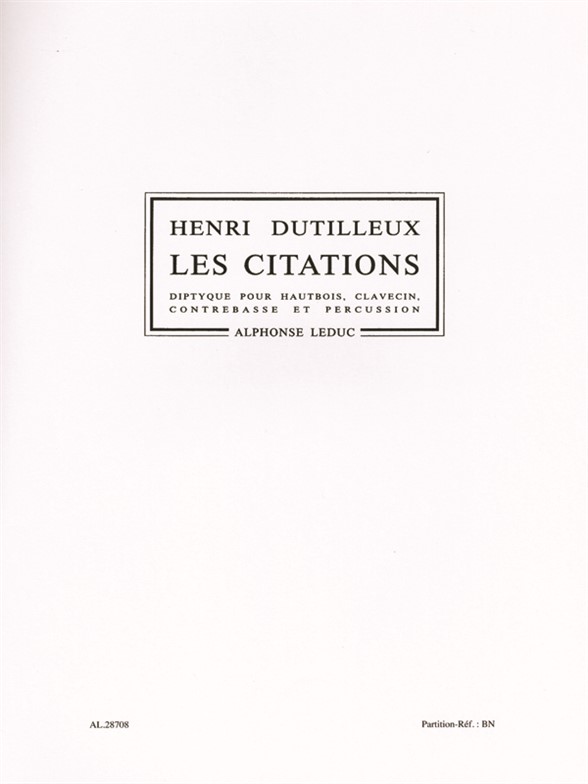 Henri Dutilleux: Henri Dutilleux: Les Citations: Double Bass: Score