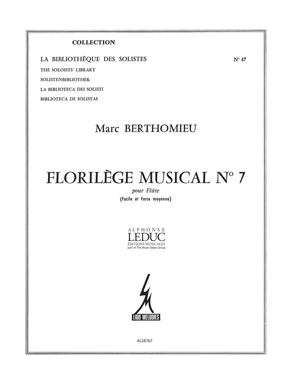 Marc Berthomieu: Berthomieu Florilege Musical No 7 Flute Solo: Flute: