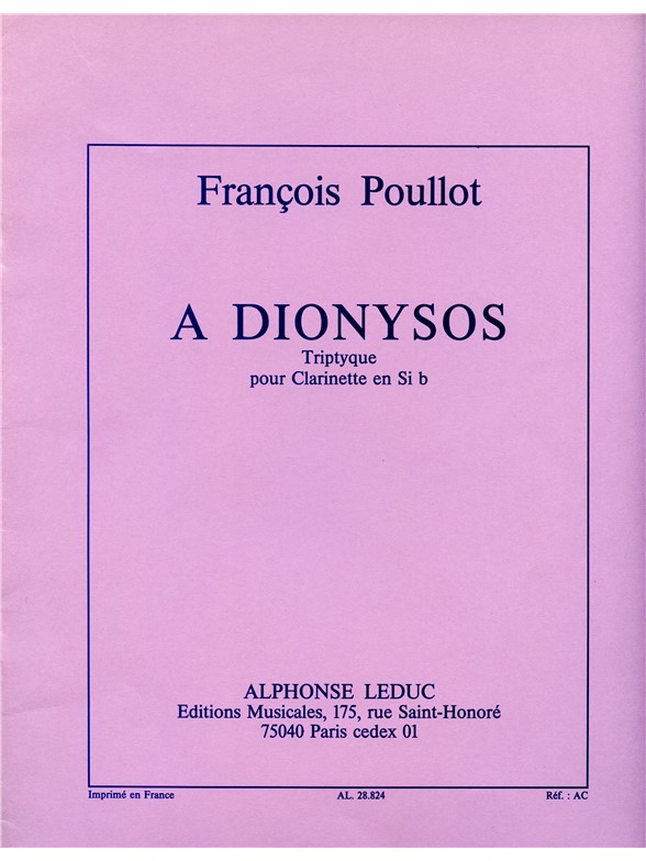 Francois Poullot: A Dionysos (Triptyque for Clarinet in B flat).: Brass Ensemble