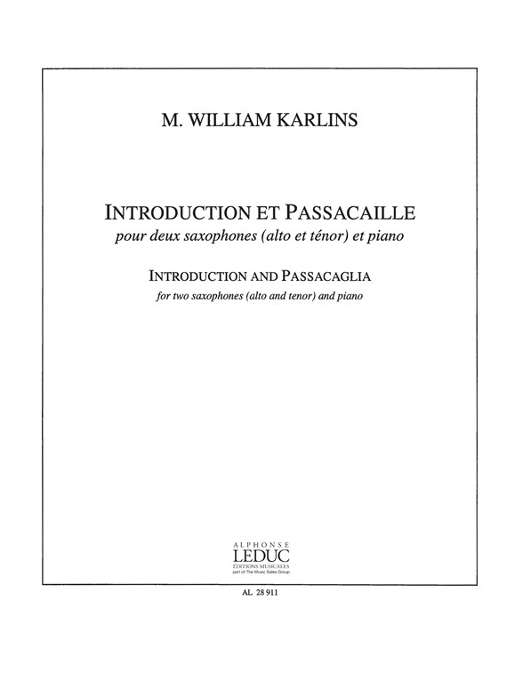 Karlins: Introduction Et Passacaille: Saxophone Ensemble: Score