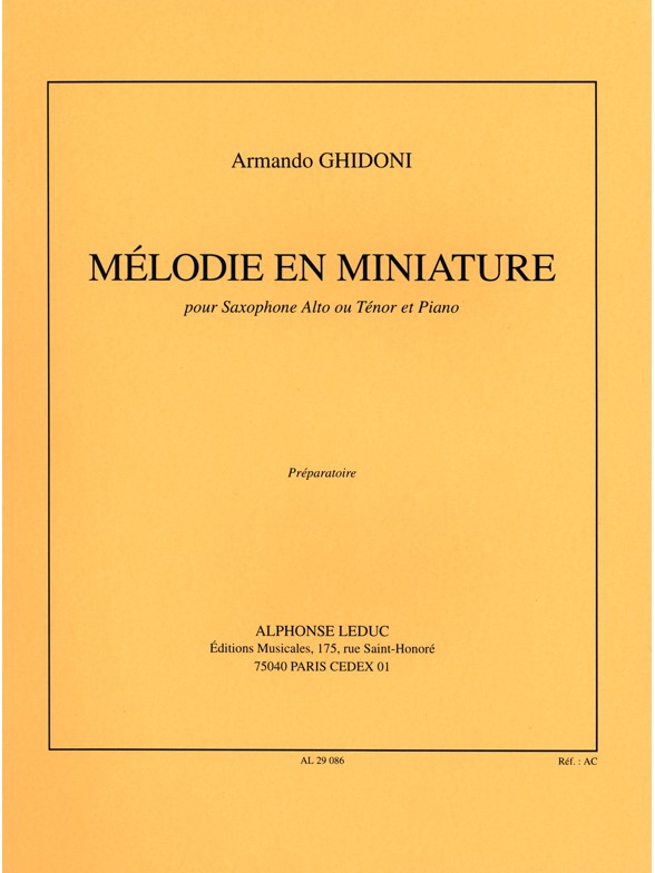 Ghidoni: Melodie En Miniature: Saxophone: Instrumental Work