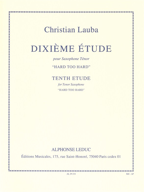 Christian Lauba: Etude N010: Saxophone