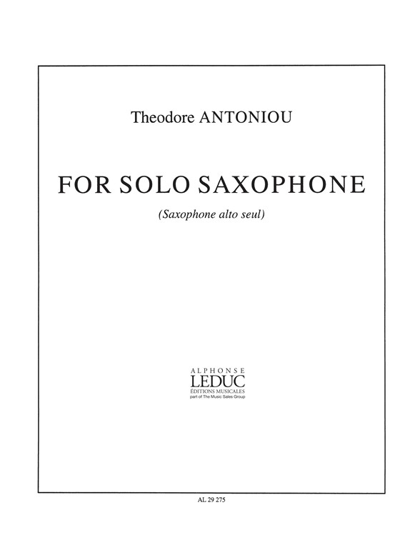 Antoniou: For Solo Saxophone: Saxophone: Score