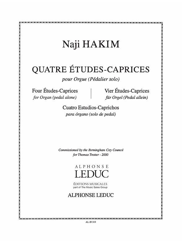 Naji Hakim: 4 Etudes-Caprice: Organ: Score and Parts
