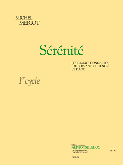 Meriot: Serenite 1: Alto Saxophone: Score