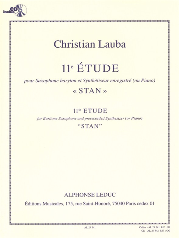 Christian Lauba: Christian Lauba: etude No. 11 - Stan: Baritone Saxophone: