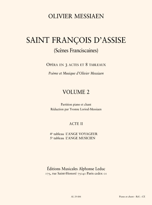 Olivier Messiaen: Saint Francois d'Assise - Volume 2: Opera: Vocal Score