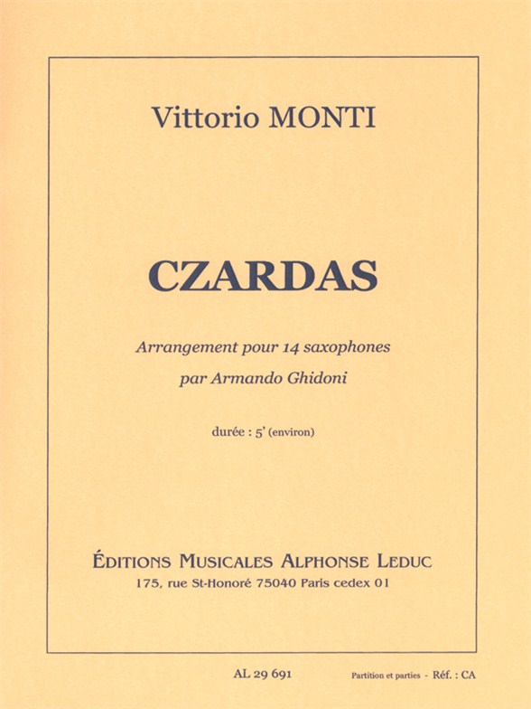 Monti: Czardas: Saxophone Ensemble: Score and Parts