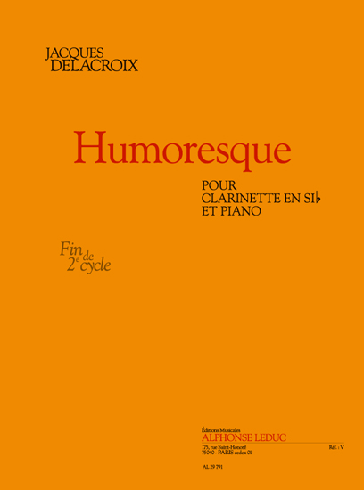 Delacroix: Humoresque pour clarinette si b et piano: Clarinet