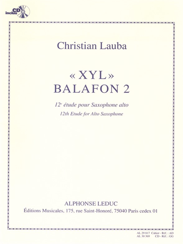 Christian Lauba: XYL Balafon 2  12th Study for Alto Saxophone: Alto Saxophone: