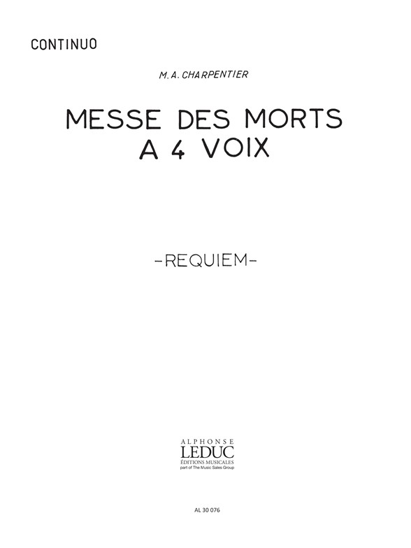 Marc-Antoine Charpentier: Messe Des Morts En Re Mineur: Organ: Score