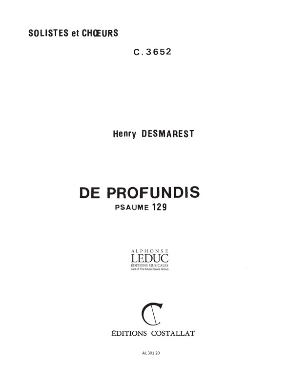 Henri Desmarets: Henri Desmarets: de Profundis: Mixed Choir: Vocal Score