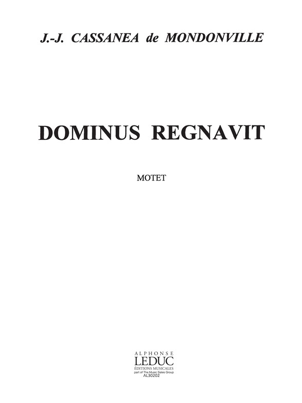 Jean-Joseph Mondonville: Dominus regnavit: Mixed Choir: Part