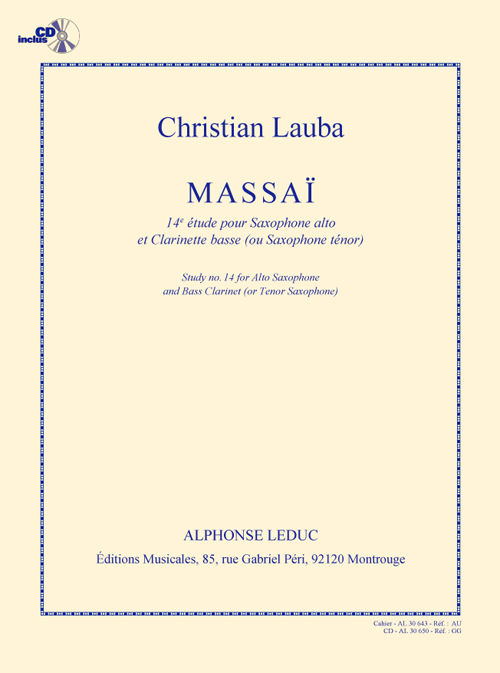 Christian Lauba: Lauba Massai 14e Etude Duo avec Saxophone: Saxophone: