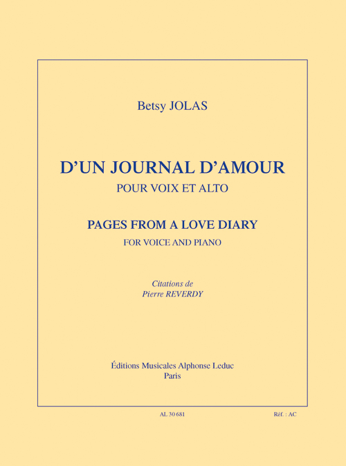 Betsy Jolas: D'un Journal D'amour: Voice: Vocal Work