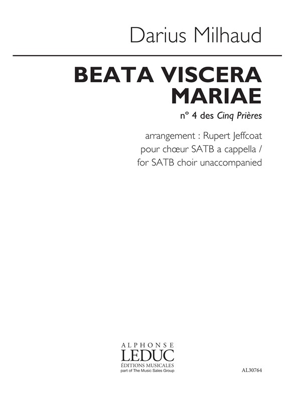 Darius Milhaud: Beata Viscera Mariae: SATB: Vocal Score