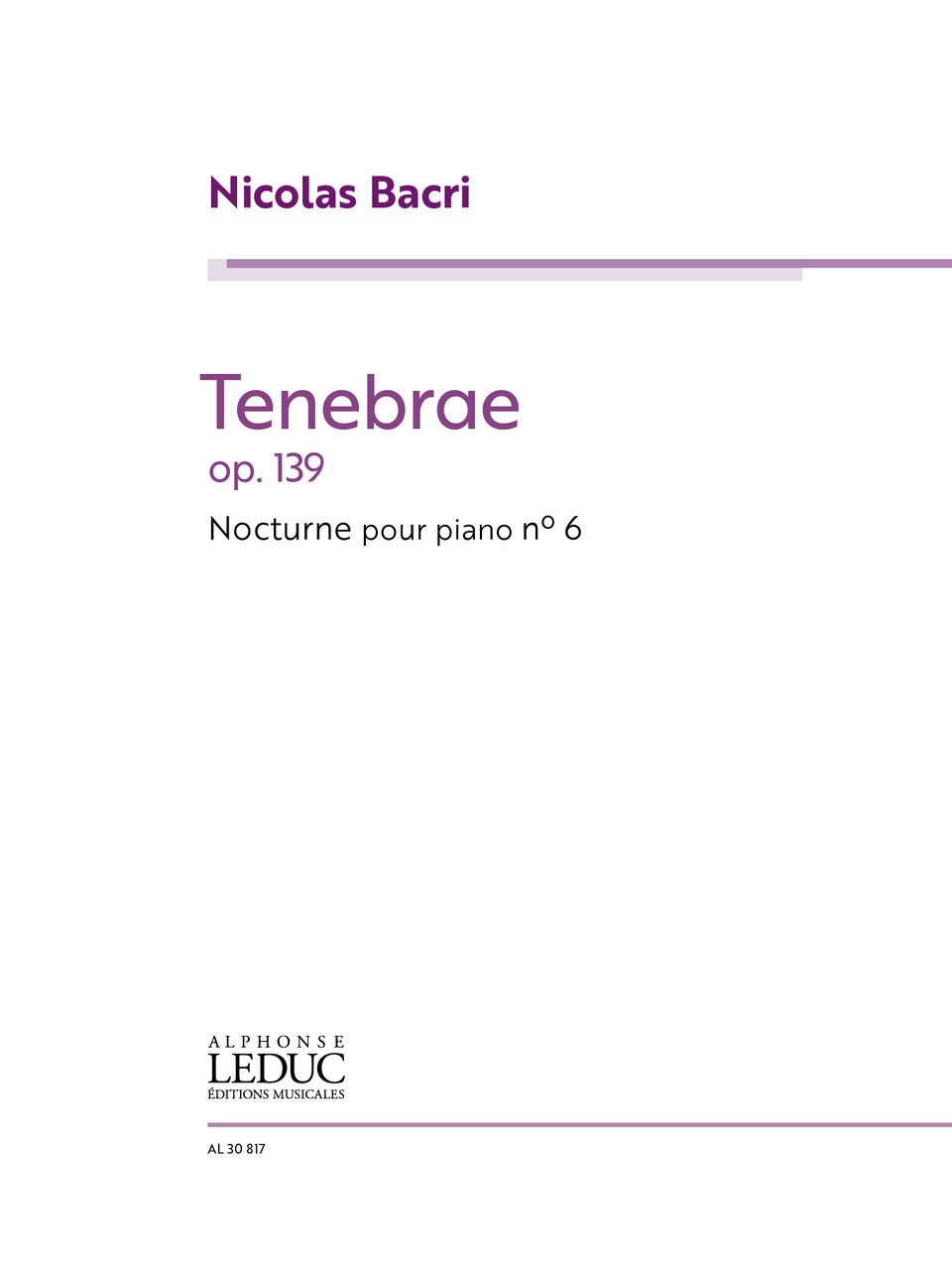Nicolas Bacri: Tenebrae - Nocturne No.6 Op.139: Piano: Instrumental Work