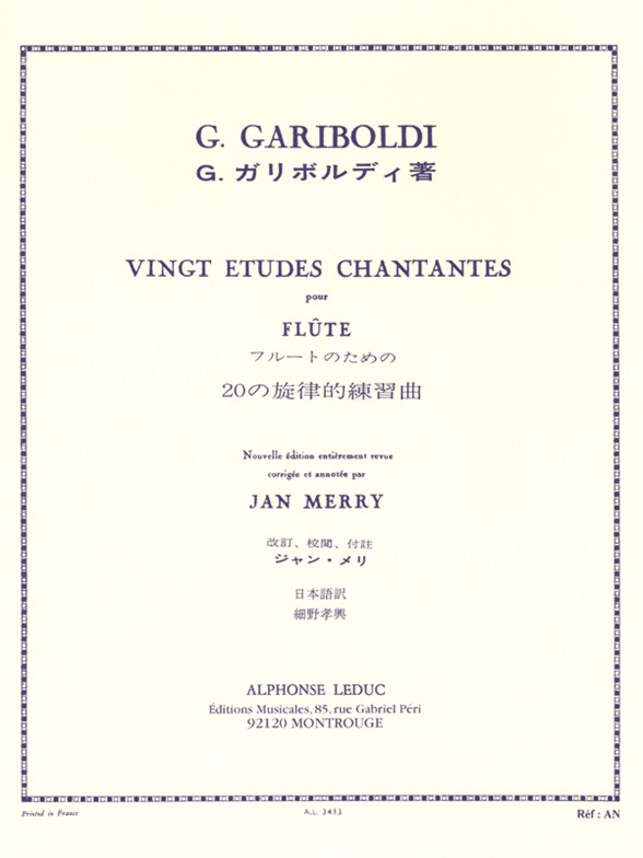 Giuseppe Gariboldi: Etudes Chantantes(20) Op.88: Flute: Study