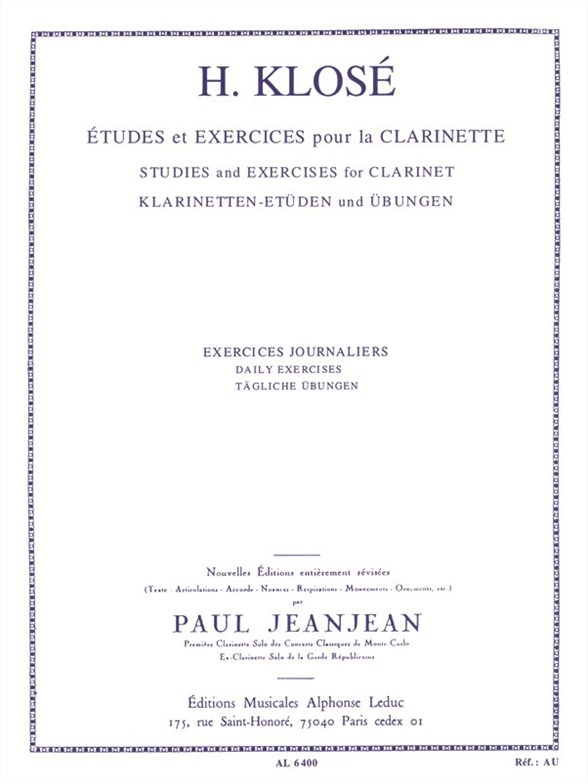 Hyacinthe-Eléonore Klosé: Exercises Journaliers: Clarinet: Study