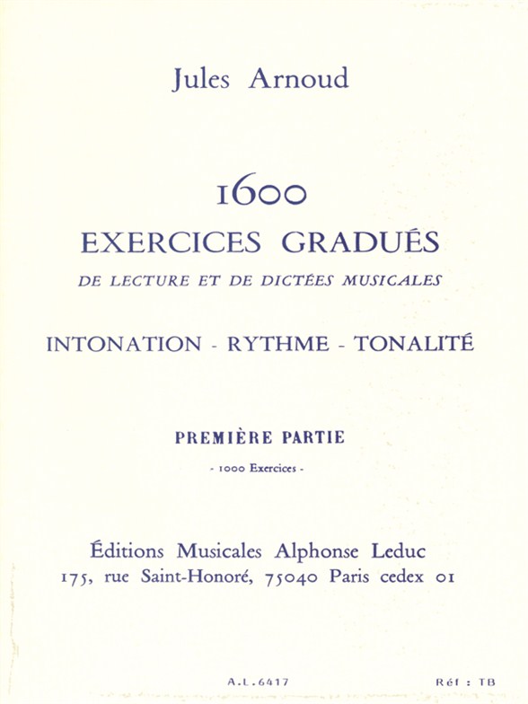 Jules Arnoud: 1600 Exercices gradus Vol.1: Score