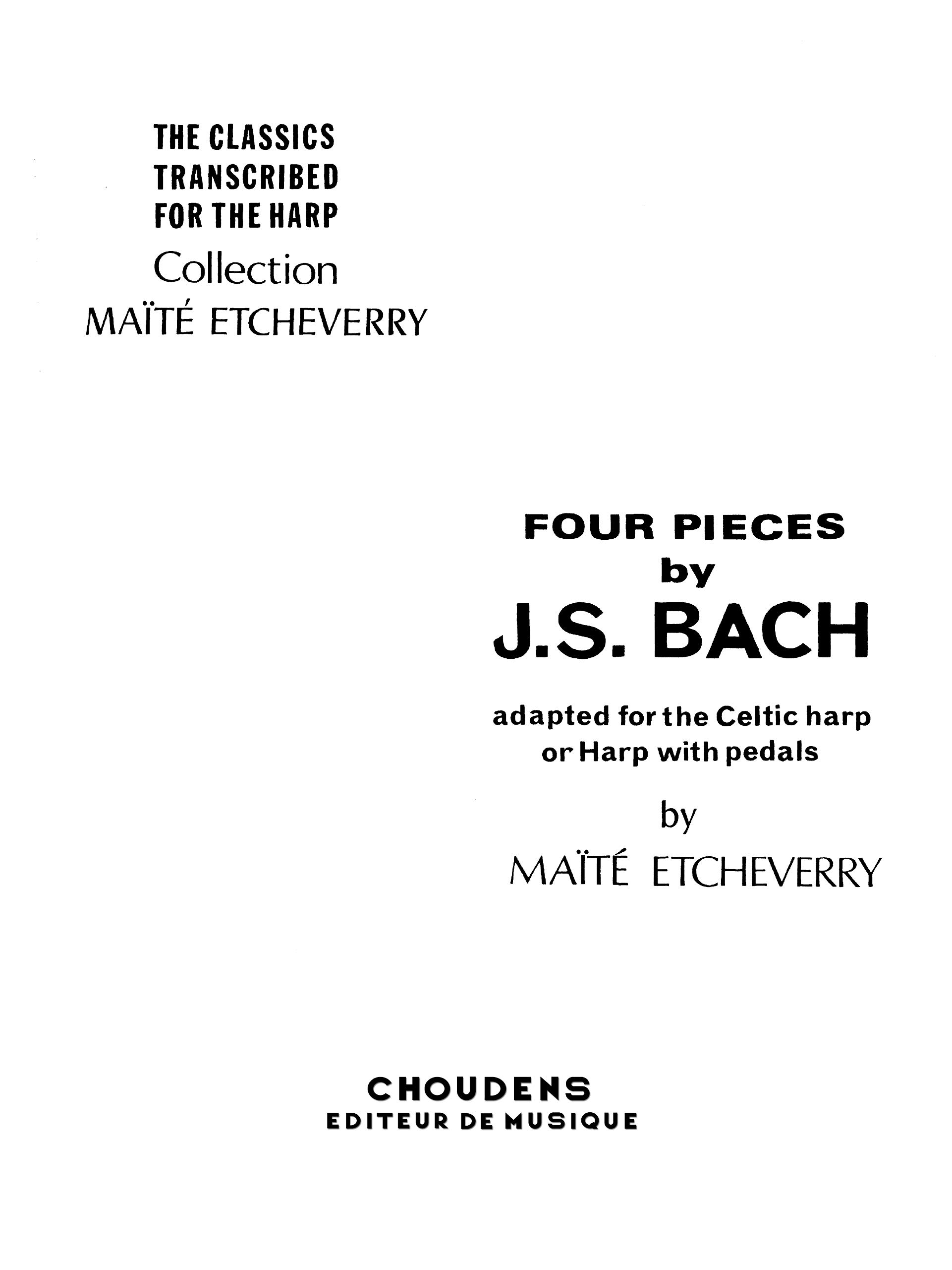 Johann Sebastian Bach: Four Pieces by J.S. Bach: Harp: Instrumental Album