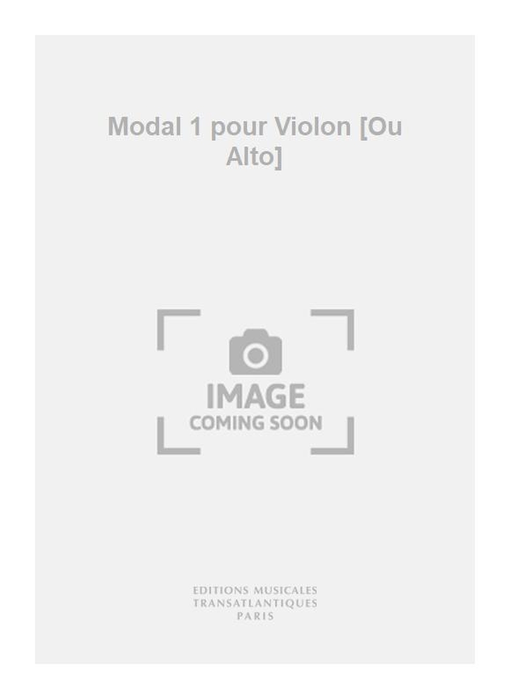 Murgier: Modal 1 pour Violon [Ou Alto]