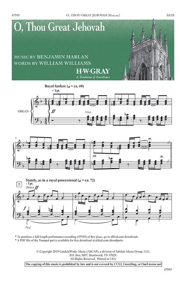 William Williams Ben Harlan: O Thou Great Jehovah: SATB: Vocal Score