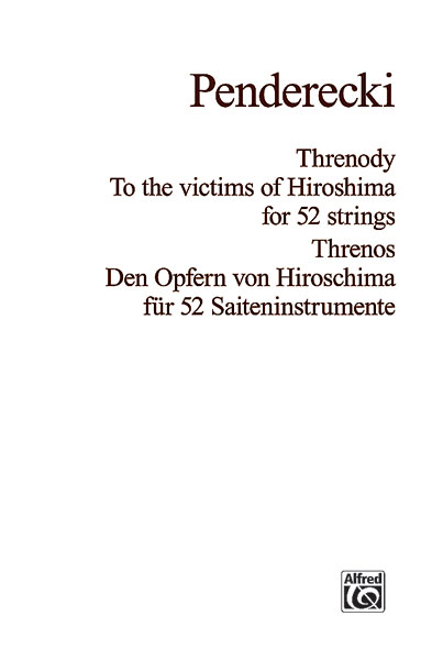 Krzysztof Penderecki: Threnody: Orchestra: Study Score