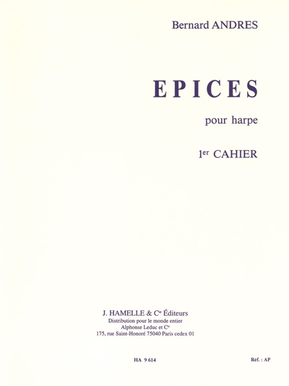 Bernard Andres: Epices Vol.1: Harp: Instrumental Work