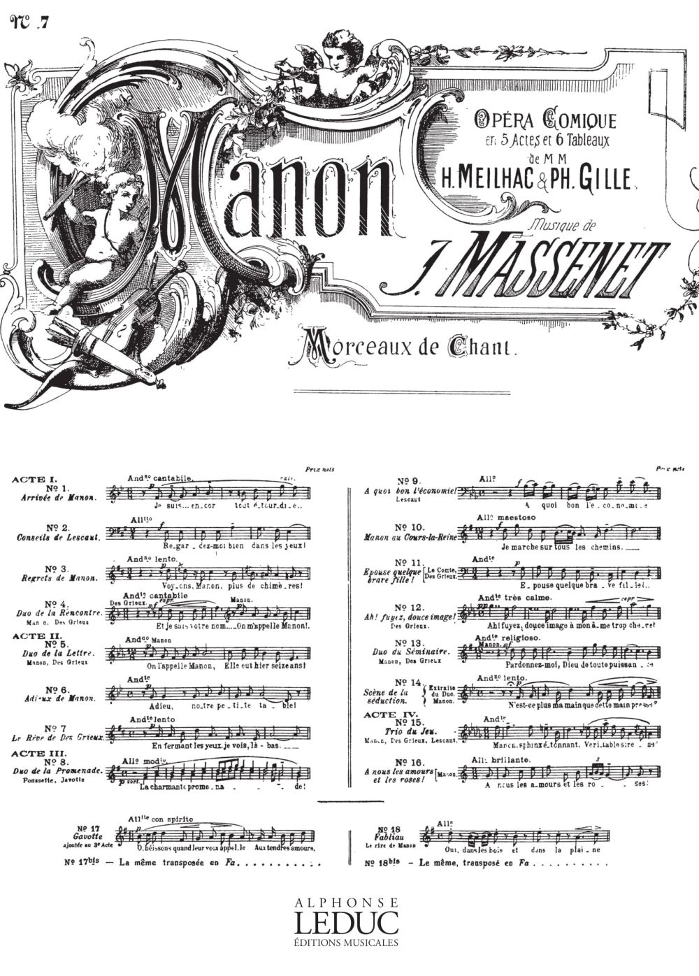 Jules Massenet: Air de Manon No.7 - La Peine: Tenor: Score