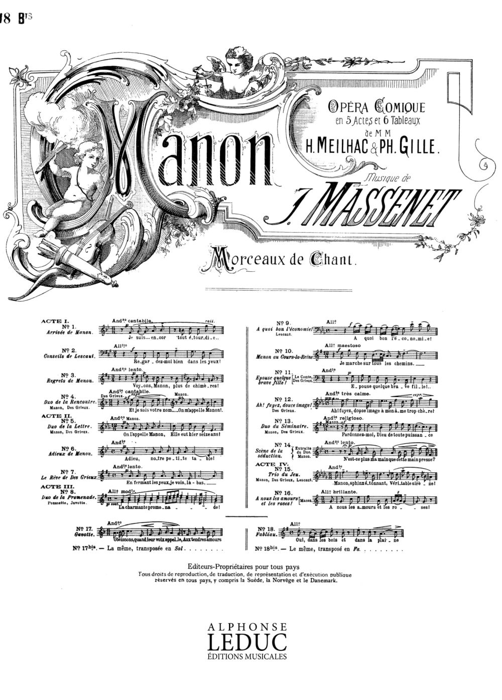 Jules Massenet: Jules Massenet: Air de Manon No.18 bis: Fabliau: Medium Voice: