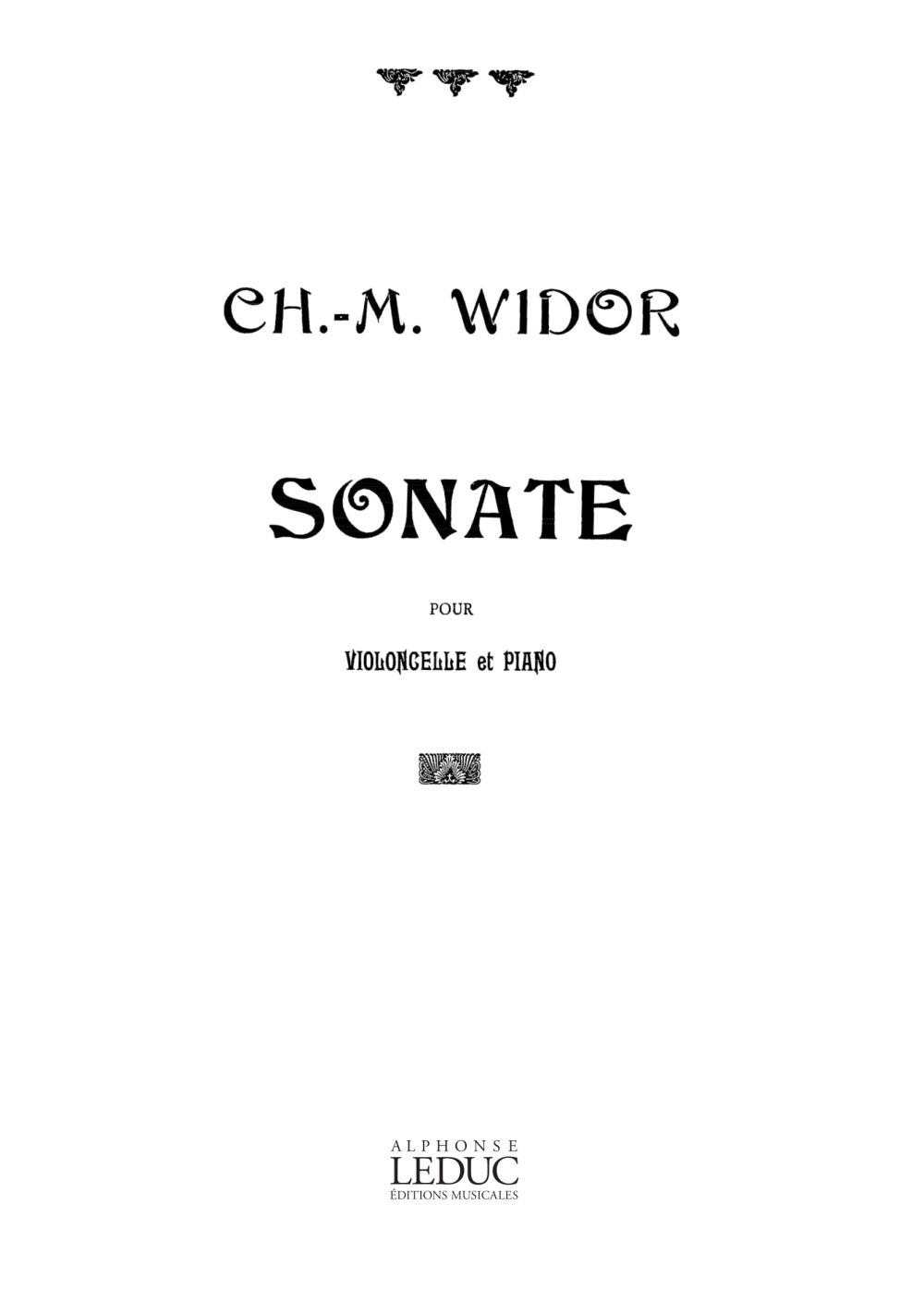 Charles-Marie Widor: Sonate Op80: Cello: Score