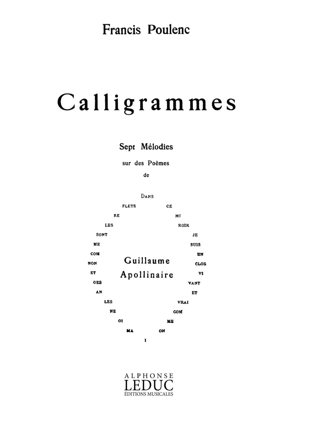 Francis Poulenc: Calligrammes  7 M�lodies: Medium Voice: Score