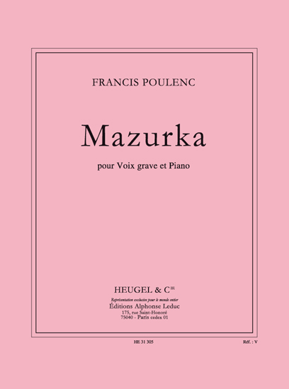 Francis Poulenc: Mazurka Pour Voix Grave Et Piano: Voice: Score