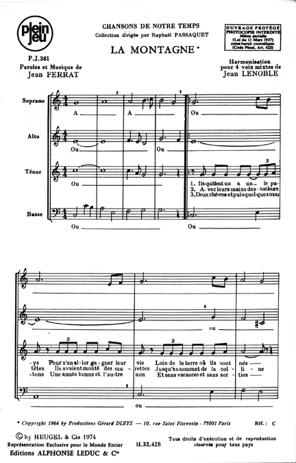 Astor Piazzolla: La Montagne (Set 10Ex.): Voice