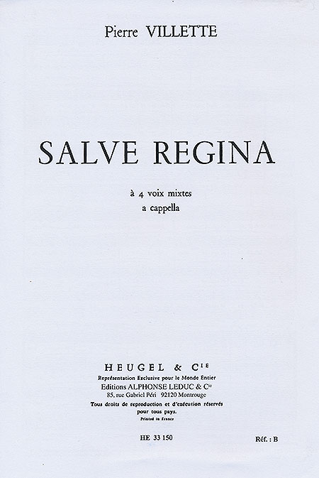 Villette: Salve Regina: Mixed Choir: Vocal Score