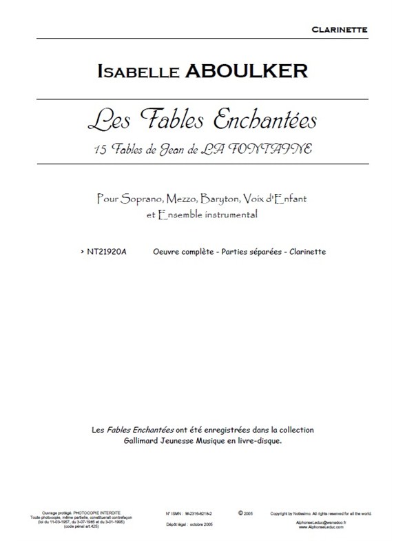 Isabelle Aboulker: Les fables enchantées: Ensemble: Parts