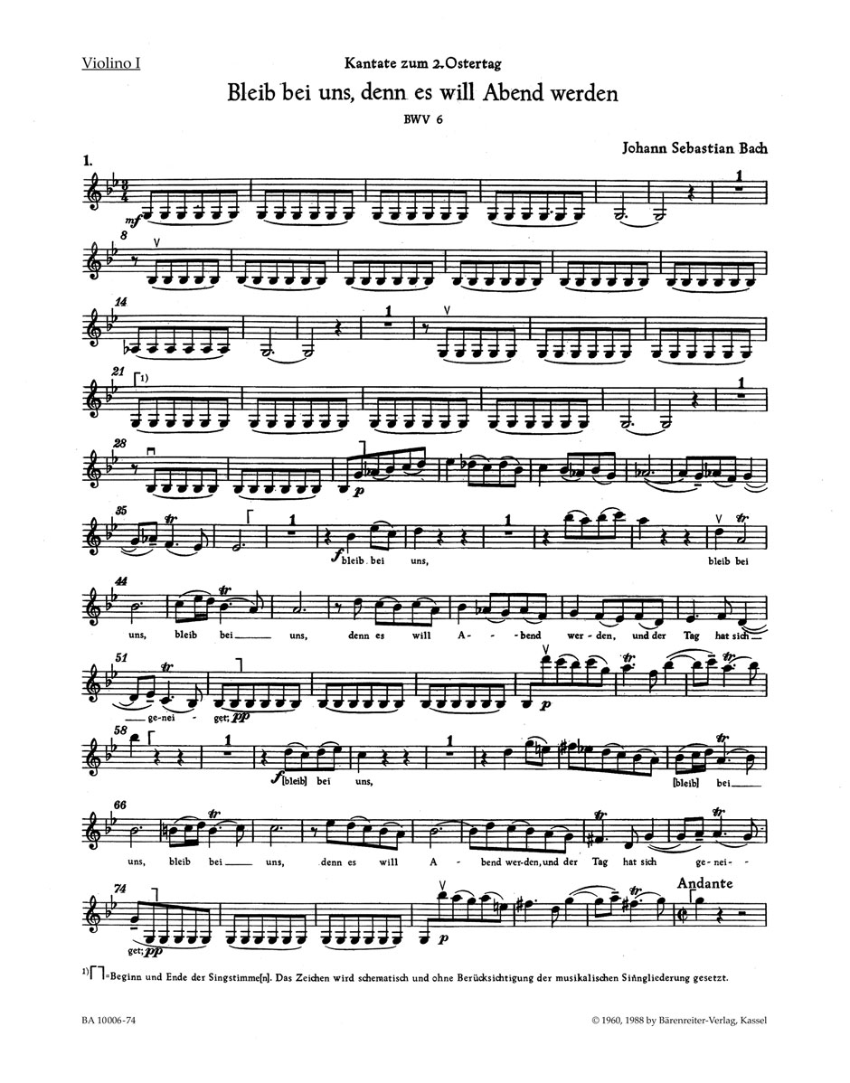 Johann Sebastian Bach: Cantata BWV 6 Bleib Bei Uns: Mixed Choir: Part