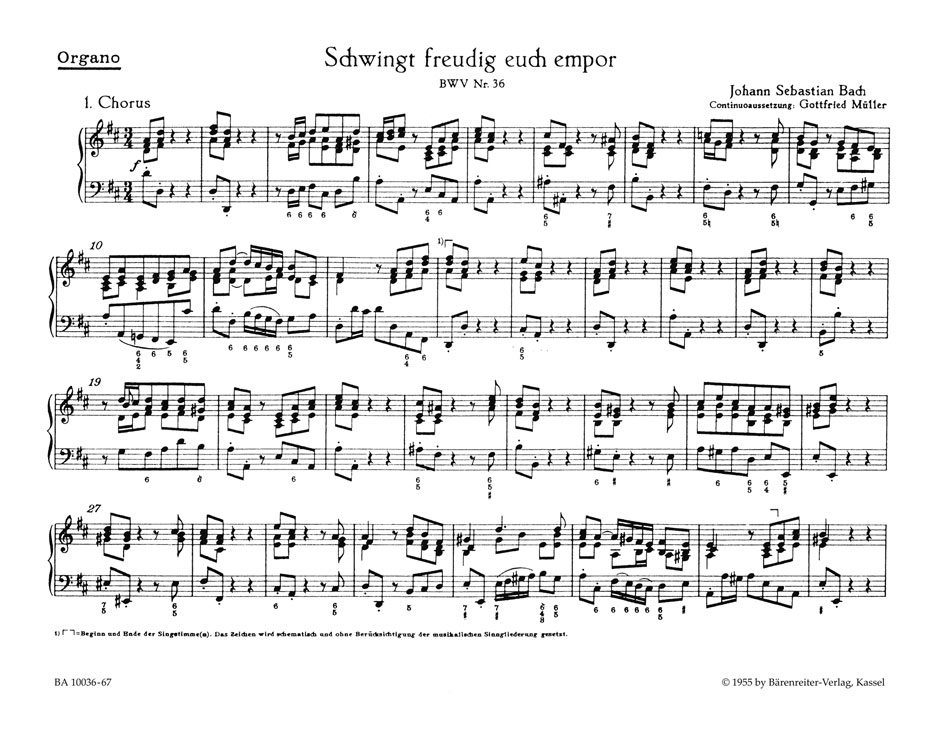 Johann Sebastian Bach: Cantata BWV 36 Schwingt Freudig Euch Empor: Organ: Part