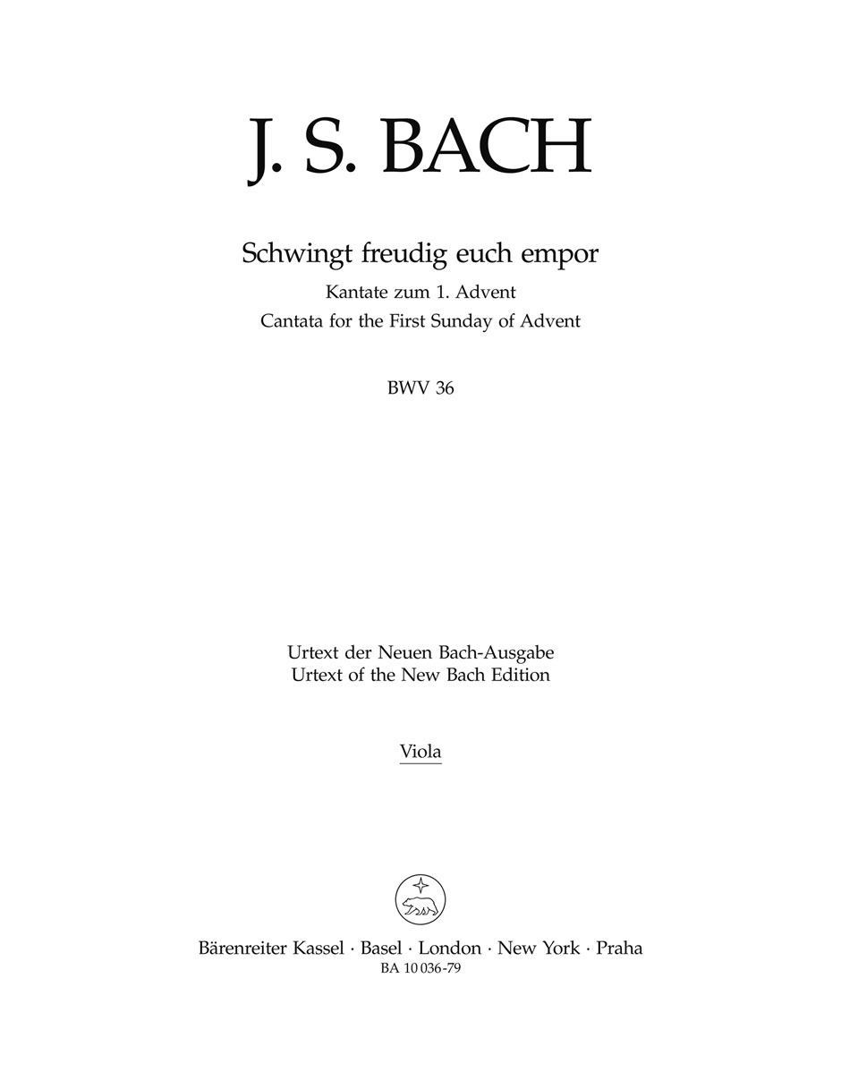 Johann Sebastian Bach: Cantata BWV 36 Schwingt Freudig Euch Empor: Viola: Part