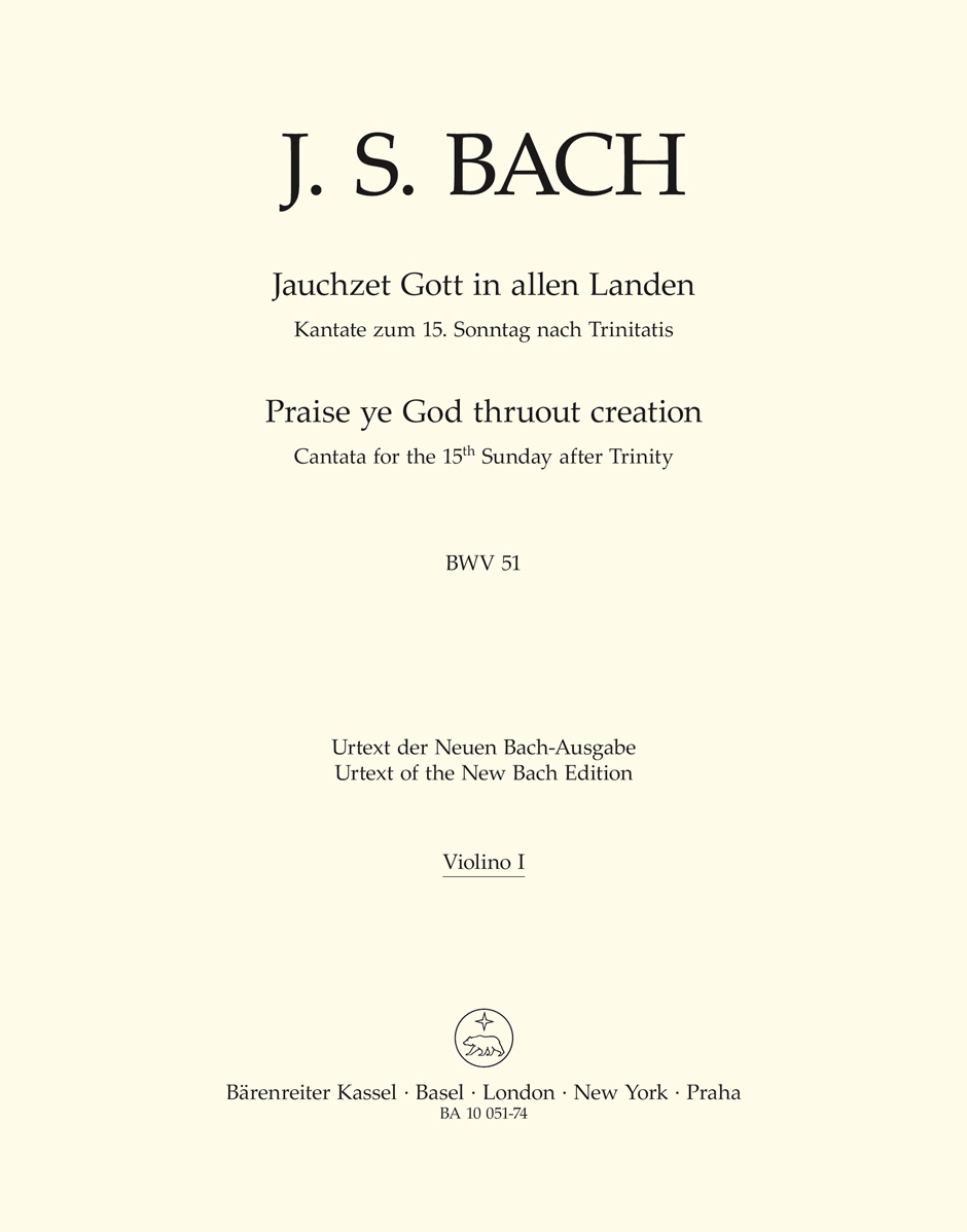 Johann Sebastian Bach: Cantata No. 51 - BWV 51: Mixed Choir: Part