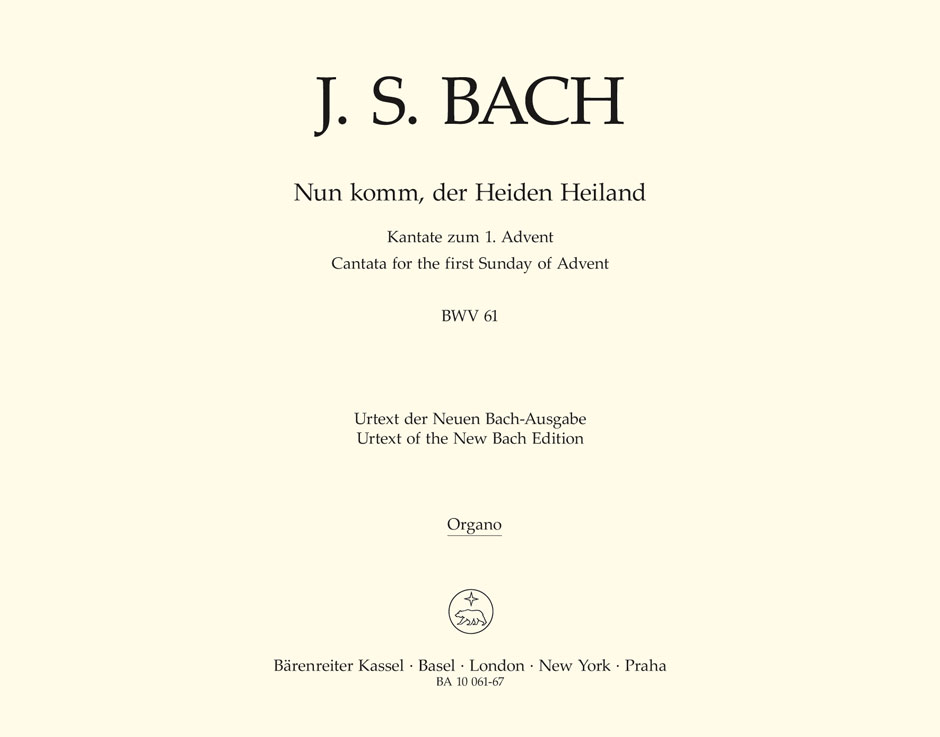 Johann Sebastian Bach: Cantata BWV 61 Nun Komm: SATB: Part