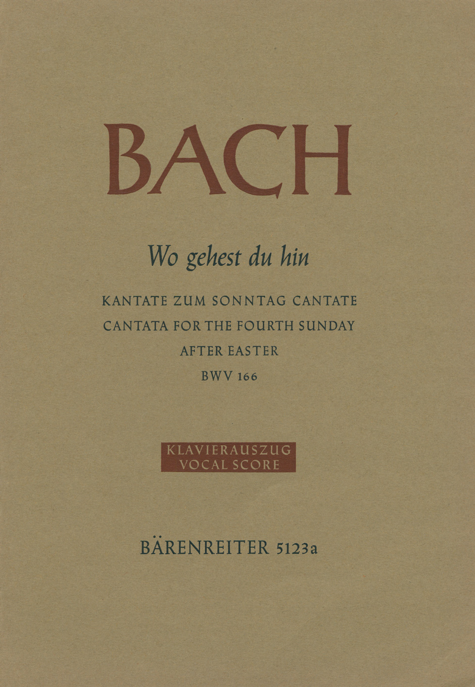 Johann Sebastian Bach: Cantata BWV 166 Wo gehest du hin?: Mixed Choir: Vocal
