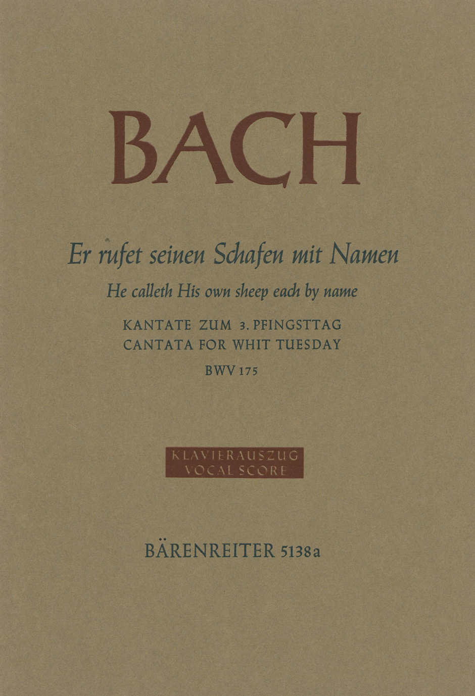Johann Sebastian Bach: Cantata BWV 175: Mixed Choir: Vocal Score